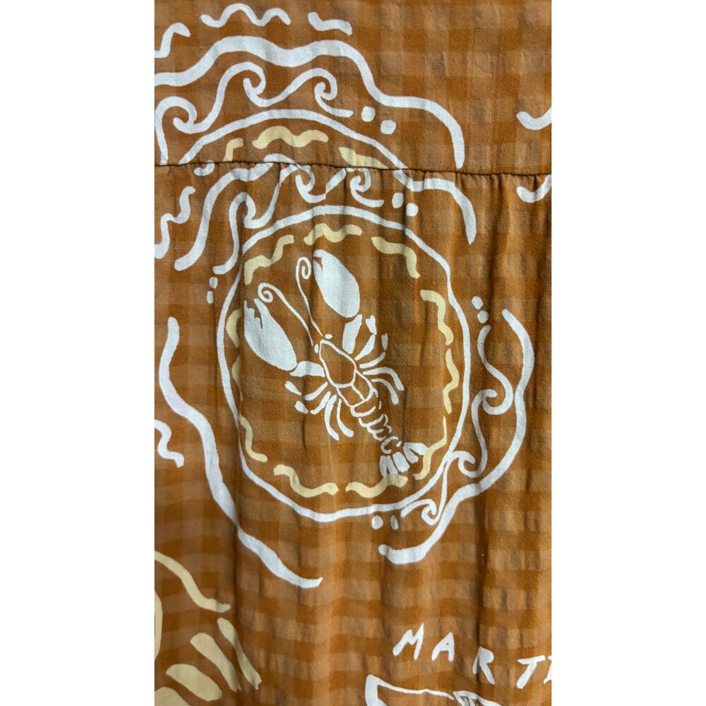 Anthropologie Dress Small Brown Lobster Martini Tier Midi V Shift 3/4 Boho EUC - Picture 6 of 11